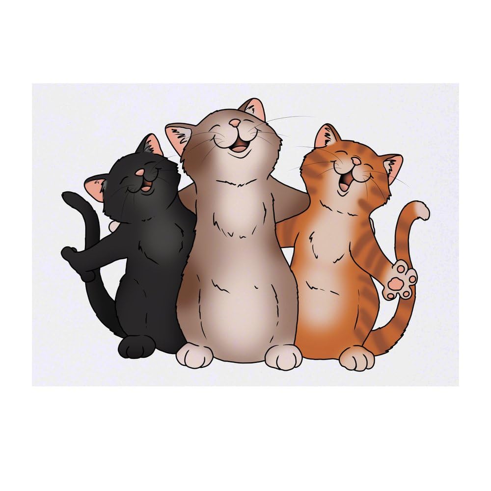 Azeeda 'Singing Cat Trio' Temporary Tattoo - Water Resistant, Skin-Safe, Non-Toxic Transfer (TO00076953)