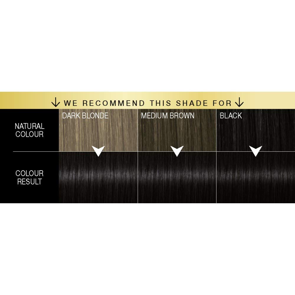 Schwarzkopf Oleo Intense Black Hair Dye, 3-Pack Permanent Oil Colour, No Ammonia, Covers Greys, Black 1-10