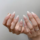 KQueenest Ombre Press on Nails Almond, French Tip False Nails Medium Stiletto, Gradient Nude Pink Fake Nails Press ons, Perfectly Fit, Reusable Gel Stick on Nail for Women Daily Wear, 24 Pcs