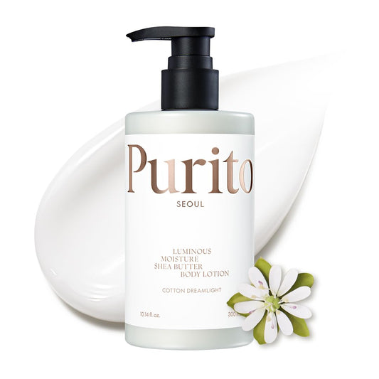 PURITO Luminous Moisture Shea Butter Body Lotion Cotton Dreamlight, Shea Butter, Gentle on Skin, Moisturizing, Dry Skin, Pump Bottle, K-Beauty, 300ml / 10.14 fl. oz.