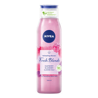 NIVEA Fresh Blends Raspberry Shower Gel (300ml), Raspberry-Scented Women's Shower Gel, Vegan Shower Gel Made with Natural Raspberry and Blueberry Juice, and Almond Milk