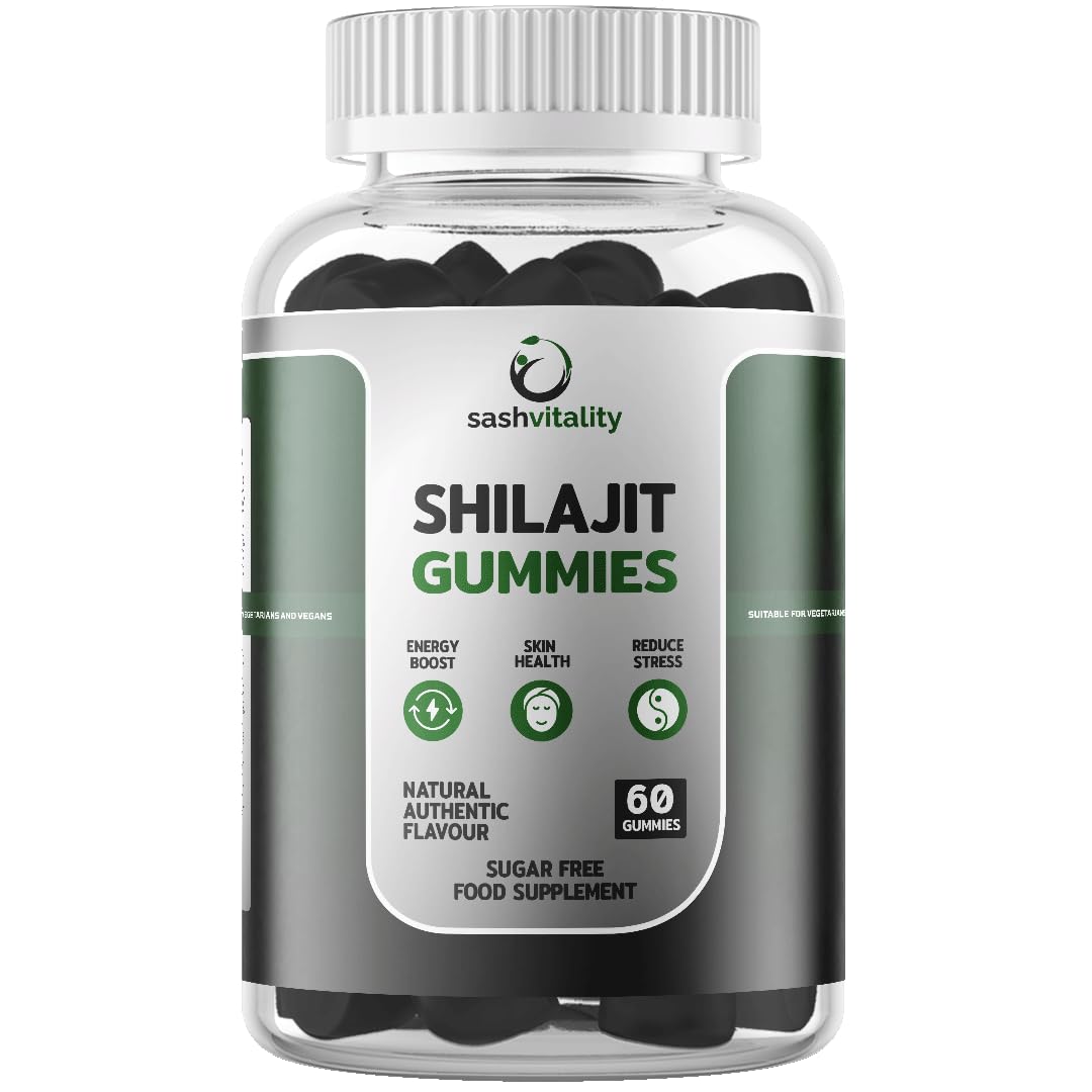 SASH Vitality Sash Vitality Shilajit Gummies 1450mg | Pure Himalayan Shilajit with Chaga, Ashwagandha, Vitamin D2 + B12 | Vegan & Sugarfree | 85+ Trace Minerals, for Energy & Immune, Authentic Flavor