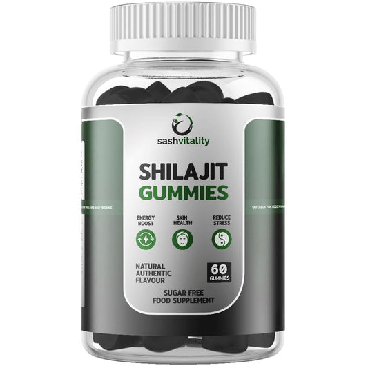 SASH Vitality Sash Vitality Shilajit Gummies 1450mg | Pure Himalayan Shilajit with Chaga, Ashwagandha, Vitamin D2 + B12 | Vegan & Sugarfree | 85+ Trace Minerals, for Energy & Immune, Authentic Flavor