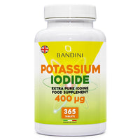 Bandini® Iodine 400mcg | 365 Vegan Tablets | 1+ Year Supply | High Strength Potassium Iodide Supplement 400µg pro Tablet | High Potency Pure Iodine Easy-Swallow Micro-Tablets | Non-GMO & Gluten Free