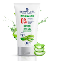 Dermaflora Natural Aloe Vera Gel for Hair with Keratin – 150ml | Lightweight Styling Gel for Men & Women | Flexible Hold, Moisturizing, Non-Flaky Formula, Paraben-Free & Allergen-Free