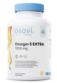 OSAVI Osavi Omega–3 Extra Molecularly Distilled 1300 mg – 120 Softgels | Lemon Flavor | EPA & DHA for Heart Health, Brain Function, and Vision I Molecular Distillation for Maximum Purity