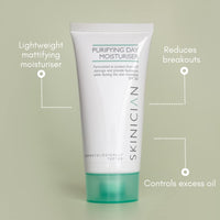 SKINICIAN Purifying Day Moisturiser SPF30 - Lightweight Moisturising Face Cream for Oily Skin - Mattifying Lotion - Anti-Wrinkle Face Moisturiser - Hydrating Formula Suitable for Problem Skin (50ml)