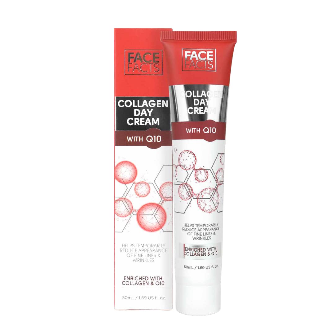 Face Facts Collagen & Q10 Day Cream | Collagen + Ubiquinone (Q10) |Soften + Smooth | Temporarily reduce the appearance of fine lines | 50ml