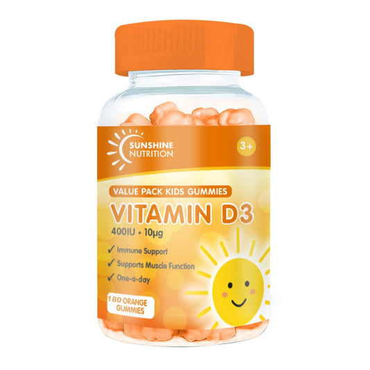 Kids Vitamin D Gummies by Sunshine Nutrition - Vitamin D3 400IU Orange Flavour Gummy (180 Count)