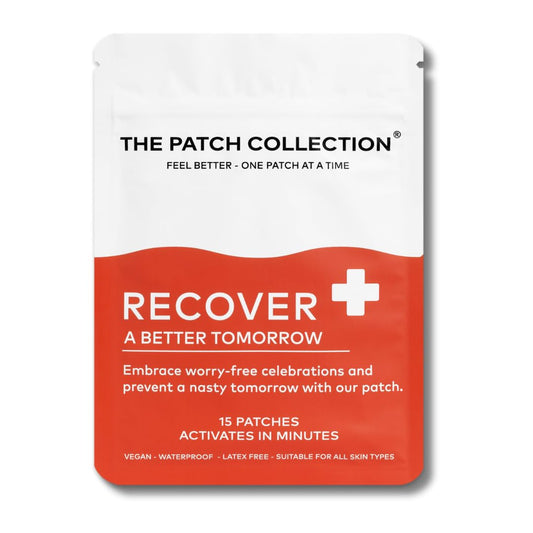The Patch Collection® - Party Recovery & Relief Patch for a Night Out, Plant Powered, Sustained Release with NAC, Vitamin B1, B2, B3, Turmeric, 100% Natural & Vegan, Latex Free (Pack of 15)