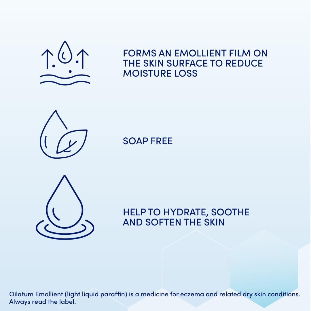 Oilatum Emollient Bath Liquid for Eczema, Psoriasis and Dry Skin Conditions, Soothing Formula for Sensitive Skin, Hydrating Relief for Itchy, Irritated Skin, 1 x 500ml