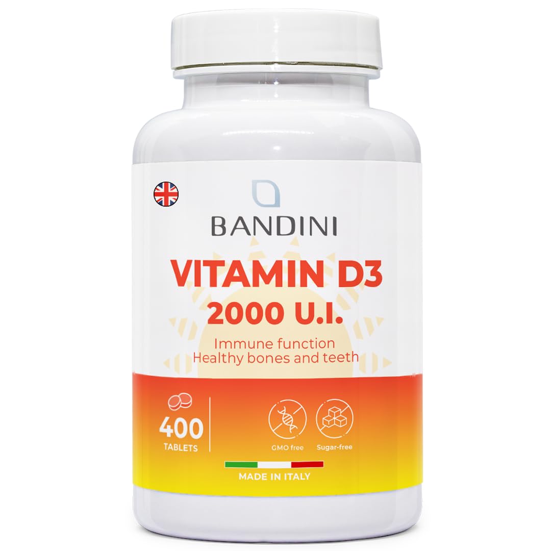BANDINI Bandini® Vitamin D 2000 IU - High Strength Vitamin D3 Supplement (Cholecalciferol) - 400 Easy Swallow Micro Tablets (1+ Year Supply) - Vegetarian Vitamins - Immune System Booster & Bone Health Support