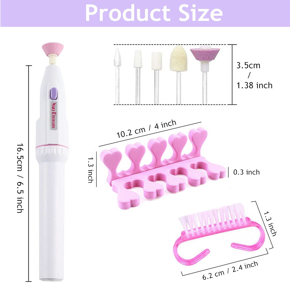 5-in-1 Electric Manicure Set, Nail Drill File Grinder Grooming Kit with Nail Brush and Foam Toe Separators, Callus Remover Nail Buffer Polisher Nail Art Pedicure Kit for Home Salon by RuiChy