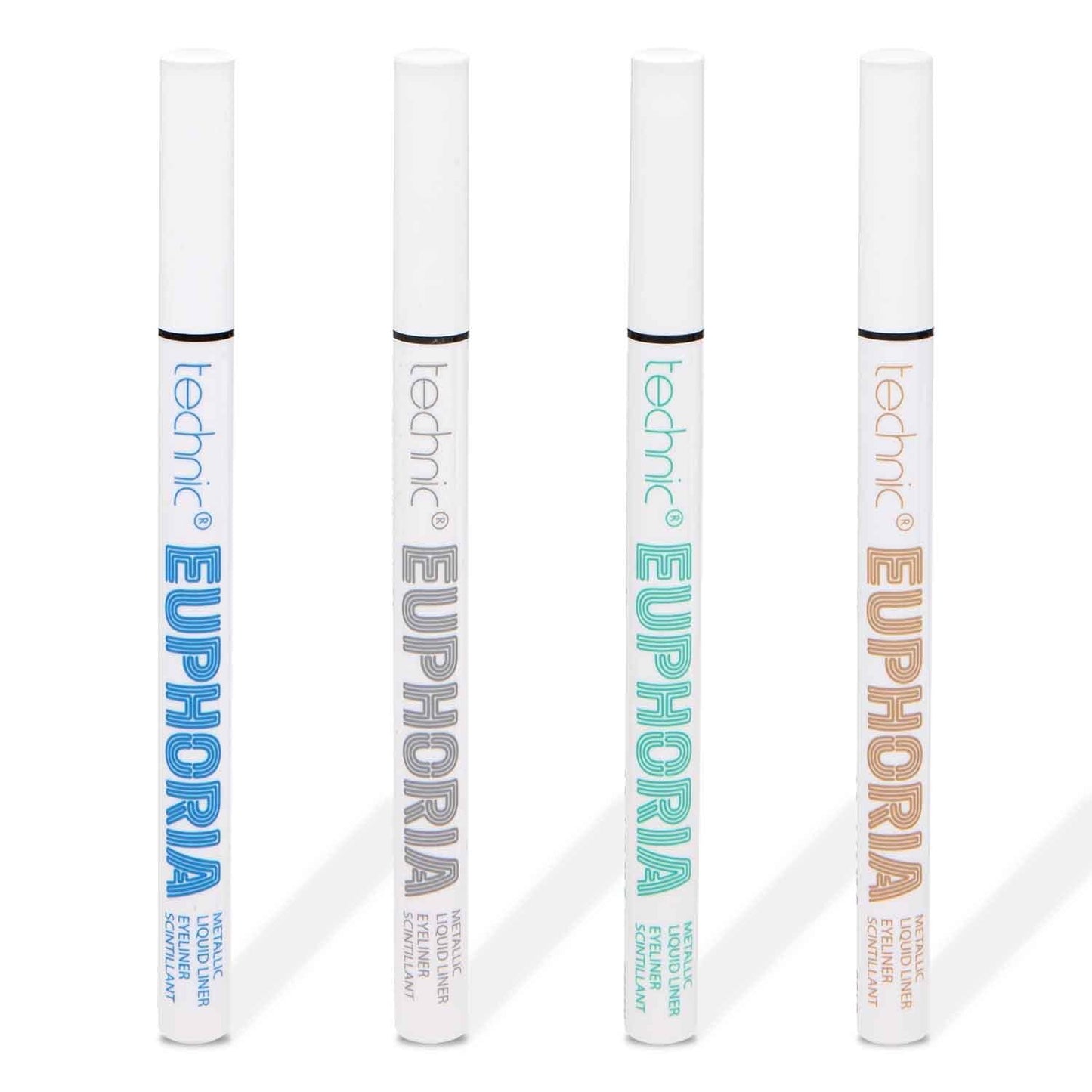 Technic Euphoria Metallic Liquid Liner - Highly Pigmented - Long Lasting - Brush like Tip for Ultimate Precision 0.8ml (4Pc Bundle)