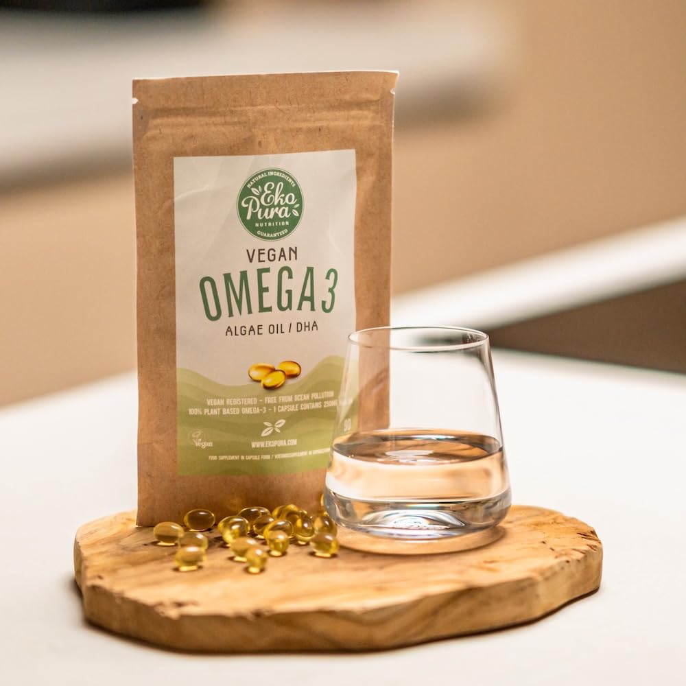 Ekopura Vegan Omega 3 Algae Oil 90 Capsules (250mg) | 250mg DHA Per Capsule | Support Brain & Eye | GMO-Free | Plant-Based Alternative to Fish Oils | 3 Months Supply (1 Capsule per Day)