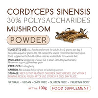 Time Health Cordyceps sinensis Mushroom Extract 100g Powder – 30% Polysaccharides (100g Powder Pouch)