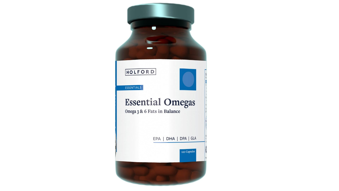 Patrick Holford Patrick HOLFORD Essential Omegas/Omega-3 & 6 Supplement/for Heart, Brain & Vision Support / 4 Nutrients/EPA 350mg, DHA 224mg, DPA 42mg, GLA 50mg / 120 Capsules/for Women & Men