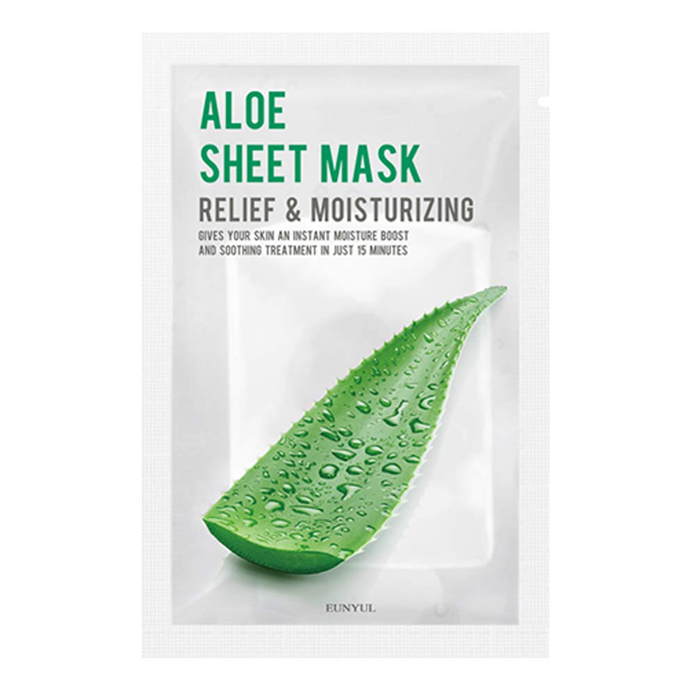 Eunyul [PACK OF 10] EUNYUL Purity Aloe Facial Sheet Mask Pack 22ml x 10pcs Korean Skincare Hydrating & Soothing & Natural Ingredients for All Skin Types