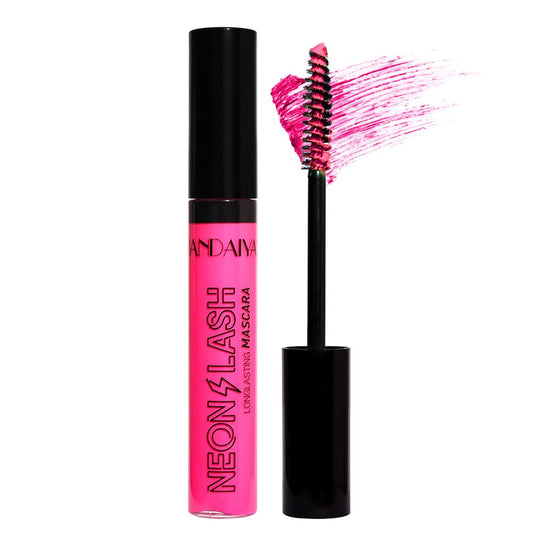 HISUNBEN UV Glow Pink Mascara, Rainbow Color Fluorescence, Neon Colorful Mascara Waterproof, Extensions Eyelashes Curling Lengthening Eye Lashes Halloween Festival Party Stage Use (Pink)