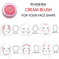 Phoera PHOERA Makeup Face Cheek Blush Cream Matte Blusher Super blend-able Sweat-Resistant Pressed Foundation Non_Greasy Palette AQUAPURITY (102 PEACH)