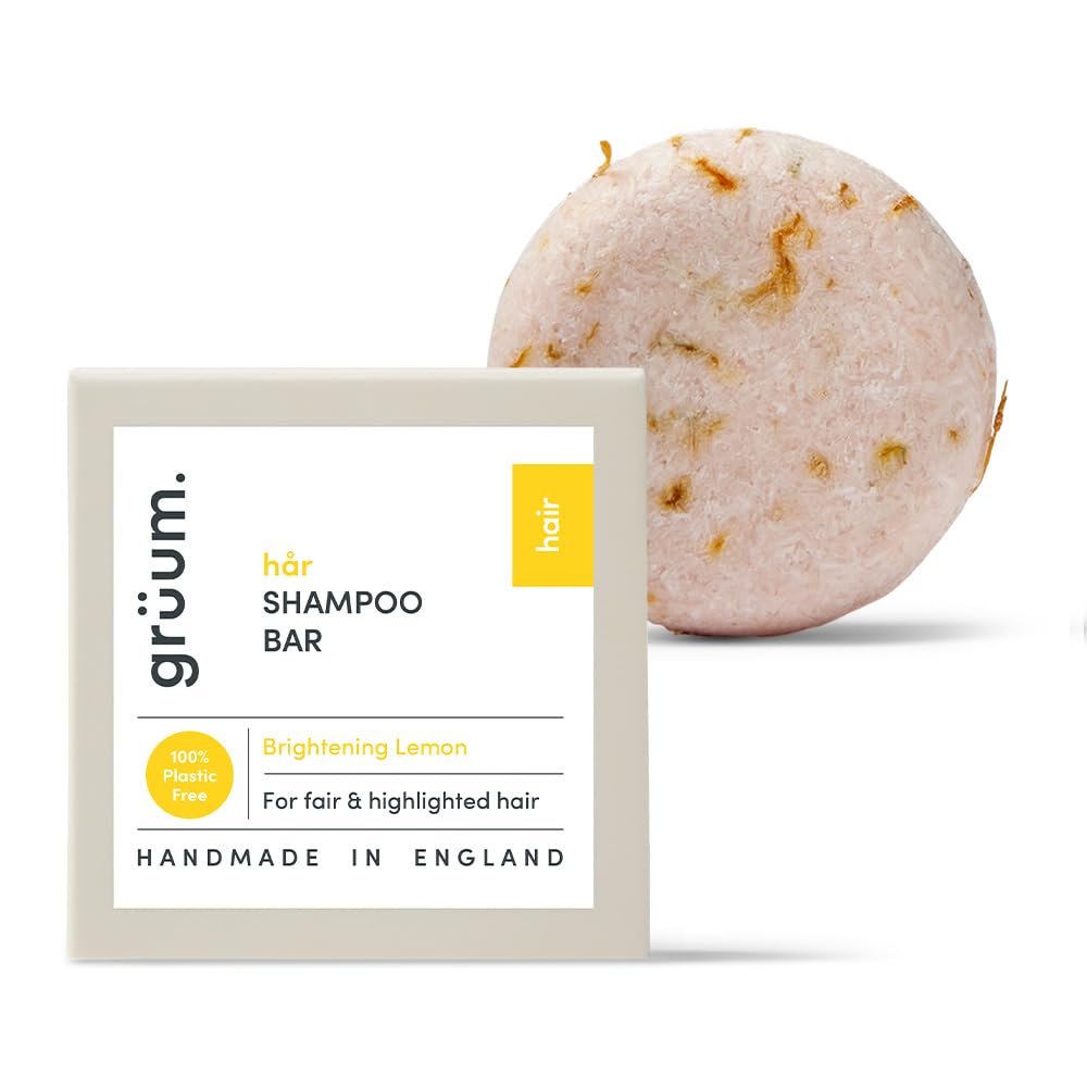 grüum Brightening Shampoo Bar 50g - Solid Shampoo Bars for Hair Up to 60 Washes - Plastic Free Vegan Bar for Men & Women - Paraben Free Rich Lathering Bars for Colour Treated Hairs