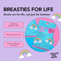 Holler & Glow Holler And Glow Breasties For Life Boob Masks. Rainbow Printed Sheet Masks, Infused with Vitamin E & Ceramides, Hydrating, Nourishing & Smoothing, Body Positive, Vegan, Cruelty Free, 15 ML