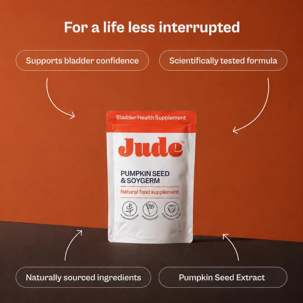 Jude Bladder Health Supplement for Women | Pumpkin Seed Extract & Soy Germ | Science-Backed Urinary Wellness | As Seen on Dragons’ Den | Vegan & Gluten Free | 75 Capsules