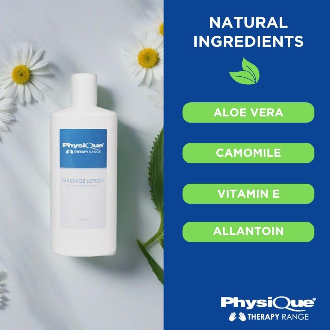 PHYSIQUE Physique Massage Lotion 200ml - Lightly Oiled Non-Greasy, Enriched with Aloe Vera, Camomile & Vitamin E for Sports Massage, Spa, Physiotherapy and Deep Tissue - Dermatologically Tested