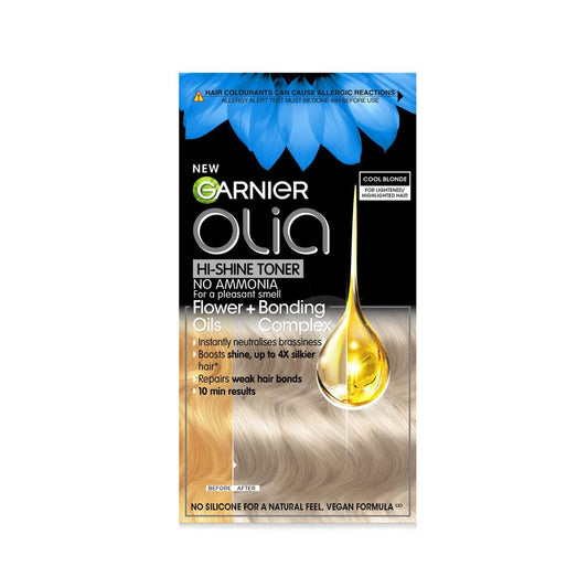 Garnier Olia Hi-Shine Hair Toner, Neutralises Brassy Tones, No Ammonia, Vegan Formula, Colour 9.1: Cool Blonde, 174ml