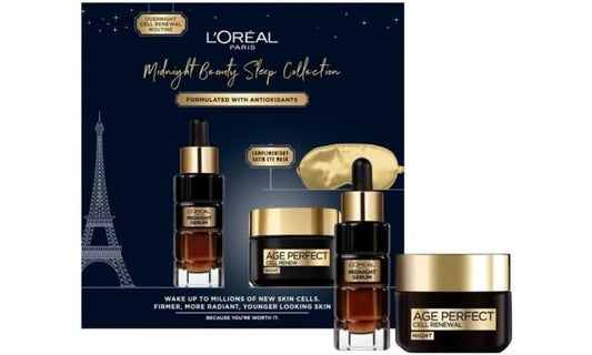 L’Oréal Paris Gift Set, Includes Night Serum and Cream, Cell Renew Overnight Radiance Routine Giftset For Radiance and Skin Cell Renewal, Midnight Beauty Sleep Collection