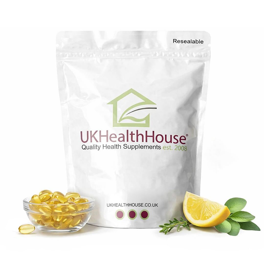 UKHealthHouse Cod Liver Oil Capsules 1000mg | High Strength Cod Liver Oil Capsules for Heart, Brain Health & Immune System | Rich in Omega 3 Fatty Acid, Fish Oil with EPA & DHA | 60 Softgels