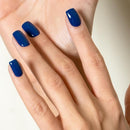 SXVME Royal Blue Press on Nails Short Square Acrylic Short False Nails Coffin Natural Acrylic Fake Nails Set Elegant Solid Color Full Cover Glossy Gel Stick on Nail for Women Daily Wear 24 Pcs