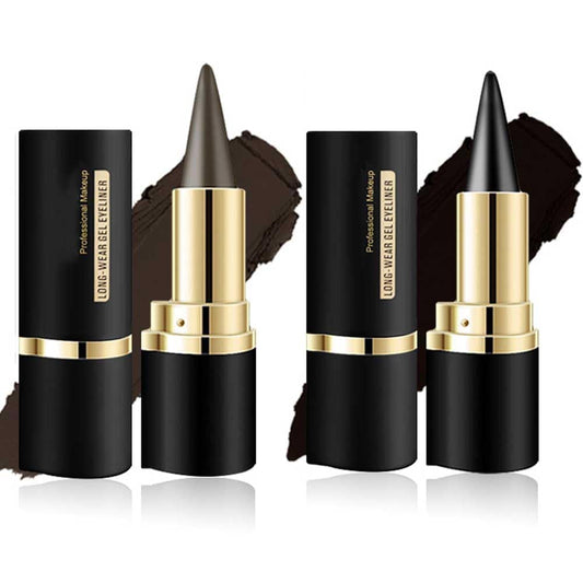 HOPHAT 2 Pieces Gray & Black Eyeliner Cream - Smoky Eyeshadow Pencil Set, Highly Pigmented Long Lasting Smudge-proof Shimmer Cream Eyeshadow Pen for Women (#03+04)