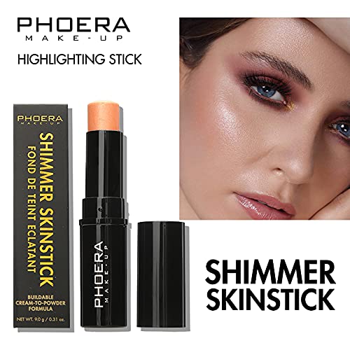AQUAPURITY Phoera ® Makeup Shimmer Skin stick Highlighter Contour Concealer Makeup Stick Buildable Cream to Powder formula (401 CRYSTAL)… (403 Trophy)