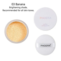 Phoera AQUAPURITY - PHOERA Loose Makeup Setting Matte Face Powder + Puff, Long Lasting Lightweight Foundation Make Up Fixer Beauty Blender Highlighter Palette Flash Photography (103 - Banana)