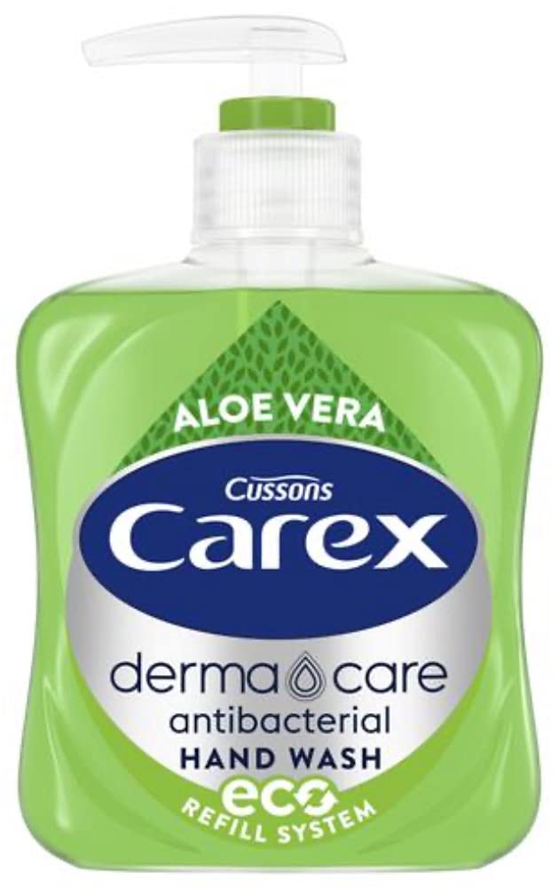 Kingdom Supplies Carex Antibacterial Hand Wash Derma Care Original and Aloe Vera Set 2 x 250ml Eco Refill System Bottles