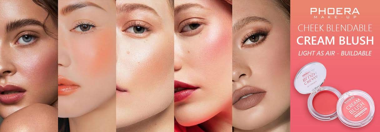 Phoera PHOERA Makeup Face Cheek Blush Cream Matte Blusher Super blend-able Sweat-Resistant Pressed Foundation Non_Greasy Palette AQUAPURITY (103 STRAWBERRY)