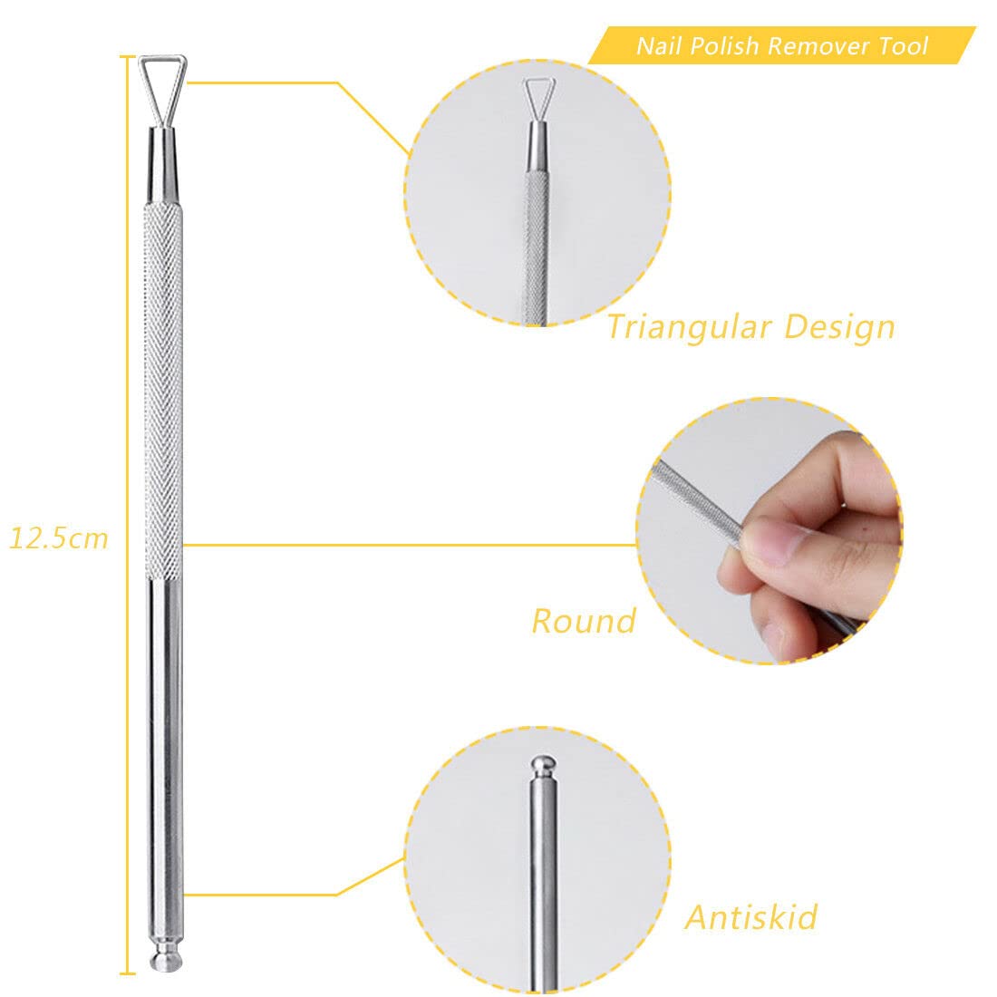 wish beauty,the royal elegance Triangle Cuticle Pusher Metal Scraper & UV Gel Nail Polish Remover Tool By Wishbeauty - Nail Polish Cleaner Tool - Stainless Steel Manicure Sticks for Removing Gel Nail Polish Peeler Art Remover