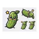 Azeeda 4 x 'Cute Kawaii Pickle' Temporary Tattoos - Water Resistant, Skin-Safe, Non-Toxic Transfers, Mixed Sizes (TO00075820)