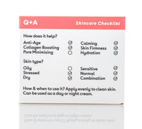 Q+A Collagen Face Cream. A vegetarian, seaweed derived Collagen cream for ageing skin, anti ageing with natural seaweed derived Collagen, and Shea Butter for Ultimate Hydration. 50g/1.8oz