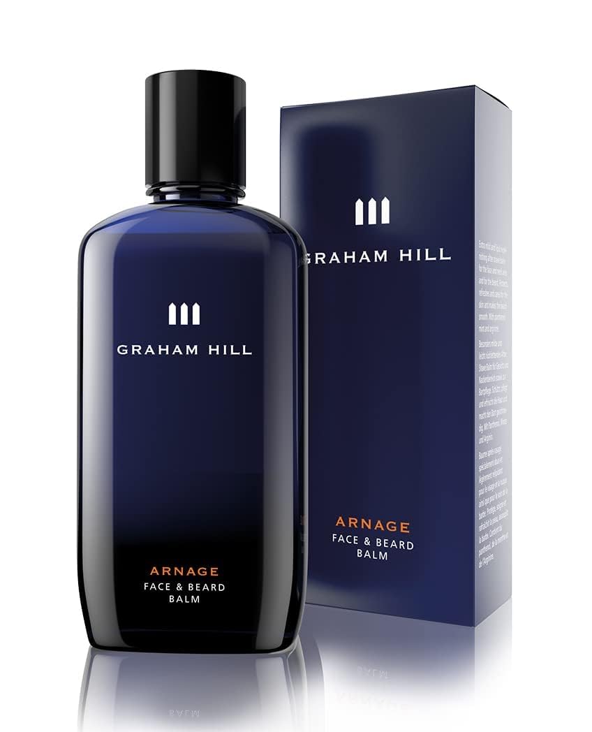 GRAHAM HILL Arnage Soothing & Refreshing Face and Beard Balm for Men, 200ml - Beard Balm, Men's Face Moisturizer, Vegan Beard Moisturiser for Men with Panthenol, Jojoba Oil & American Cuckoo Flower
