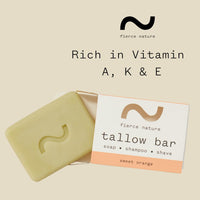 fierce nature Fierce Nature Multi-Use Tallow Bar Sweet Orange 80g | Organic Cleansing Bar for Face, Body, Hands & Hair
