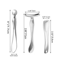 OHEETU 3Pcs Silver Metal Eye and Face Cream Applicators Makeup Cream Spoon Roller Stick T-Shaped Eyes Facial Massager Sticks Cosmetic Skin Care Tools