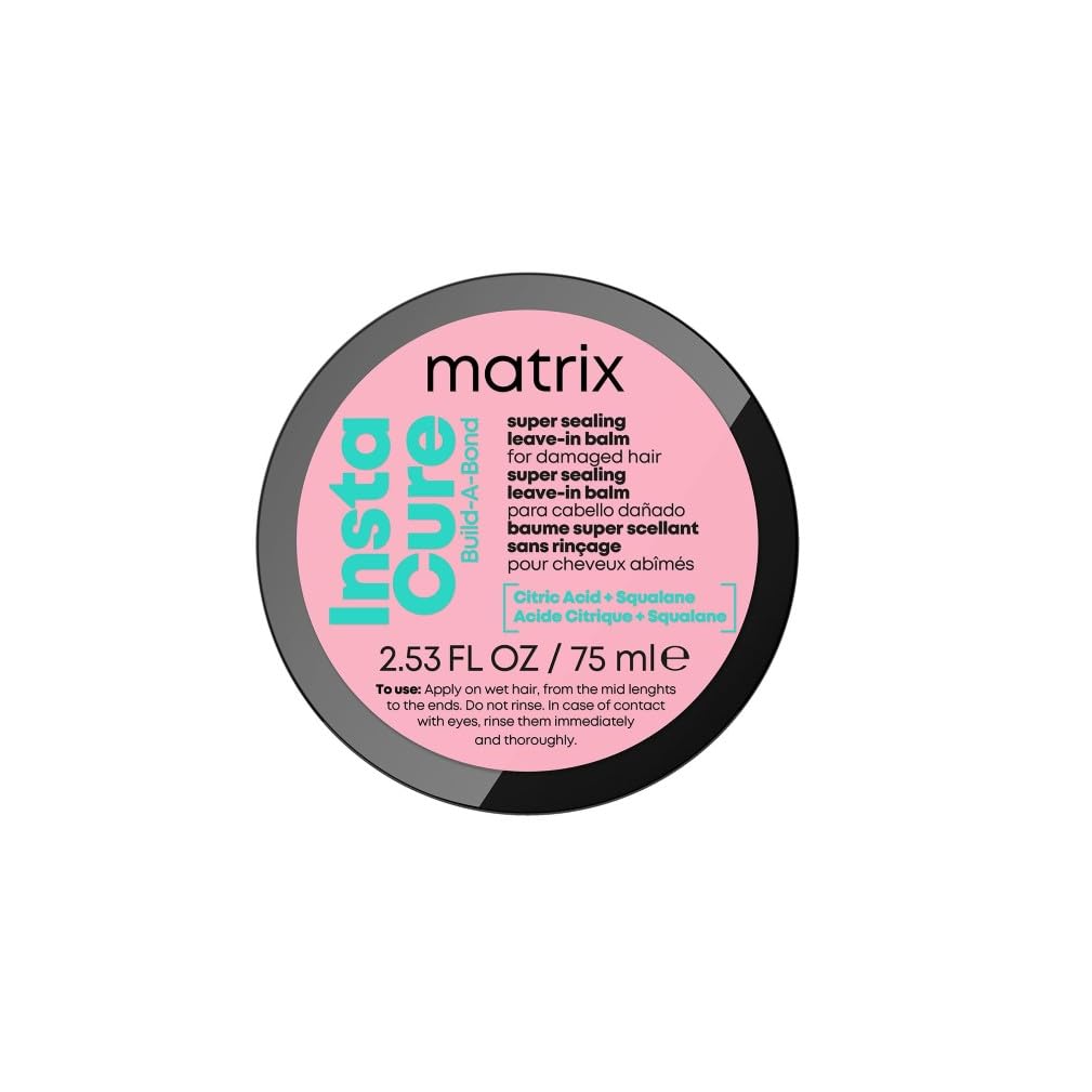 Matrix MATRIX | Leave-In Balm | With Citric Acid & Squalane | For Damaged Hair, Repairs, Smoothes, Softens & Heat Protection up to 230°C | InstaCure Build-A-Bond Super Sealing | 75ml