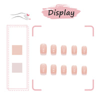 Ceboic 24Pcs Square False Nails Short, Pink Gradient French Tip Nude Press on Nails, Glossy Removable Glue on Nails with Glue Stickers, Acrylic Full Cover Stick on Nails for Women and Girls