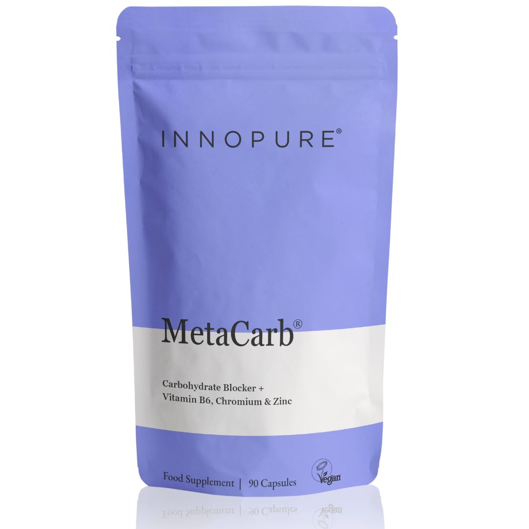 INNOPURE MetaCarb® Metabolic & Blood Sugar Balance Support – with White Kidney Bean, Chromium Picolinate, Zinc, Vitamin C & B6 – UK Made, 90 Vegan Capsules