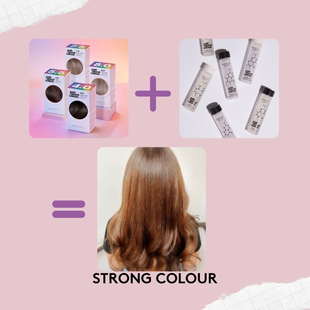 Josh Wood Colour Miracle Kit - Permanent Colour 7.5 and Miracle Shot,62% LESS BREAKAGE, 2.7 TIMES STRONGER HAIR, 38% LESS COLOUR FADE, Covers 100% of grey, Ammonia free