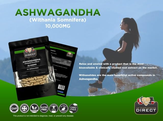 AW Ashwagandha | 60 Ashwagandha High Strength Capsules - 500mg Ashwaganda Extract per Capsule | Aswaganda Supplement | Non-GMO Gluten, Allergen & Filler Free | Manufactured in The UK