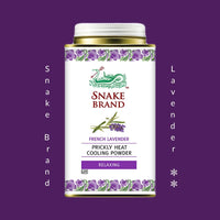 SNAKE BRAND Prickly Heat Cooling Body Powder 140g (Relaxing Lavender, Pack of 2)