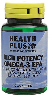 Health Plus High Potency Omega-3 EPA 1000mg (33:22) Fish Oil Supplement - 30 Capsules